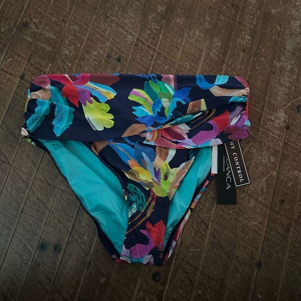 La Blanca multicolored tropical coconut girl size 4 swim bottoms